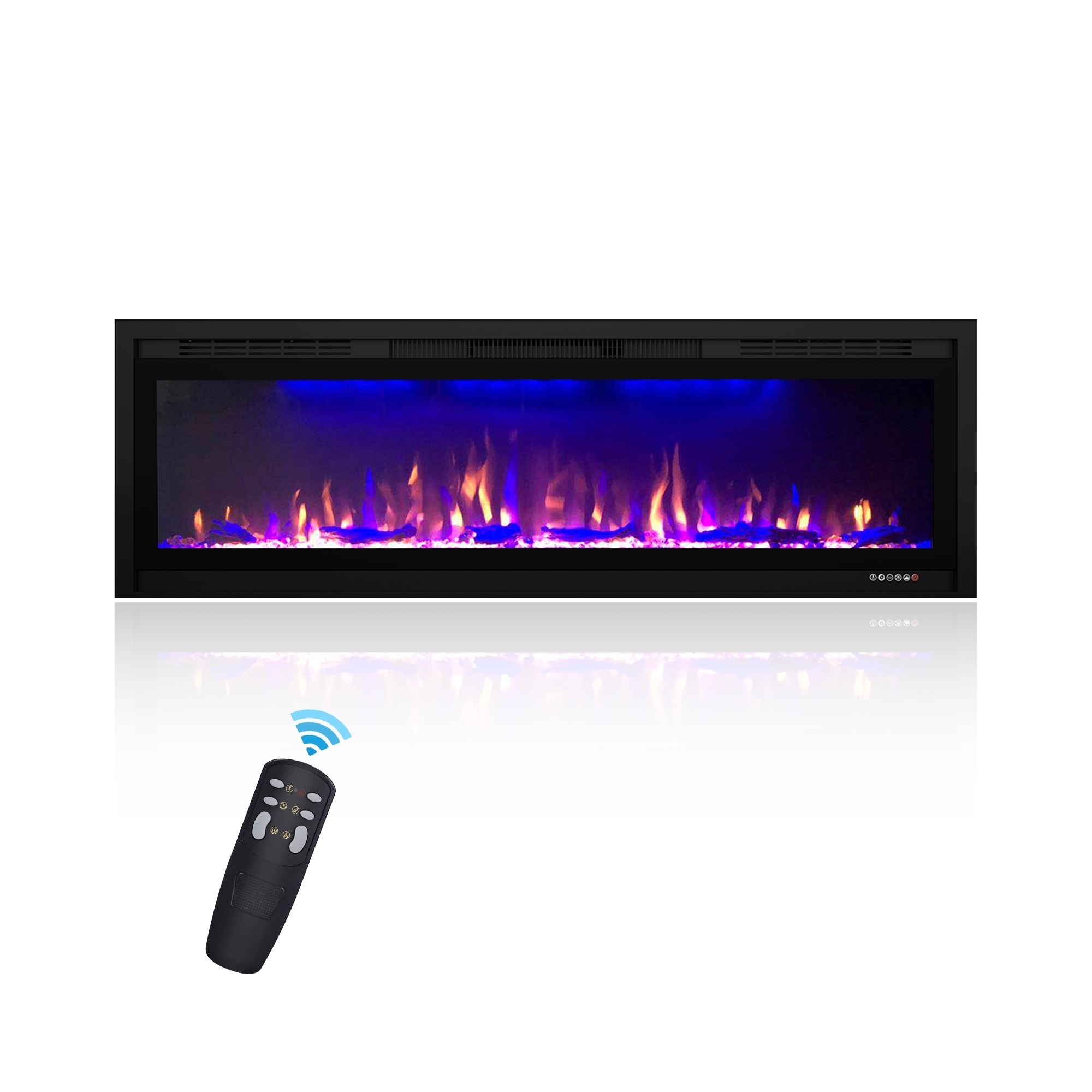EdenDirect Wall-Mount Electric Fireplace — 52in. Width, LED, Remote Control, Black, Model# NTEBI50